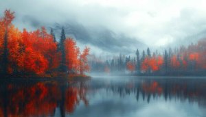 Autumn Lake Forest Reflection 4K Desktop Background Free Mobile Wallpaper