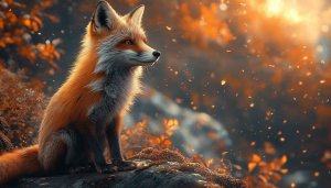 Fox in Autumnal Forest Desktop Wallpaper - Free Mobile Background