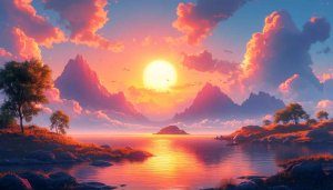 Dreamy Pink Sunset Mountain Lake View Mobile Wallpaper Free