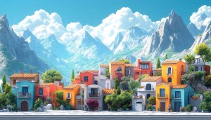 Colorful Italian Village Wallpaper Scenery Mountain Landscape Mobile Background Free