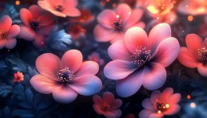 Floral Aesthetic Wallpaper Pink Flower Art Background for Desktop Mobile