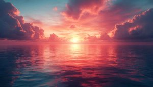 Ocean Sunset Red Sky 4K Wallpaper Free Mobile Background