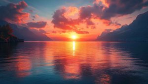 Serene Lake Sunset Mobile Wallpaper - 4K Scenic Desktop Background