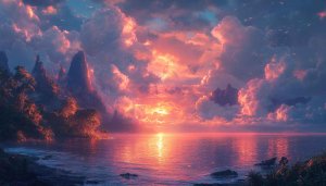 Free Pink Sunset Ocean View 4K Desktop Mobile Wallpaper