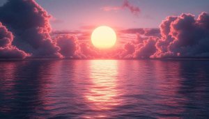 Pink Ocean Sunset Scenery 4K Desktop Mobile Wallpaper