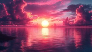 Pink Sunset Ocean 4K Wallpaper for Desktop, Mobile Background