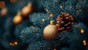 Festive Christmas Tree Branch Ornament Holiday Season Mobile Wallpaper