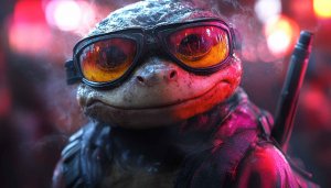 Funny Turtle with Goggles 4K Wallpaper for Desktop Background