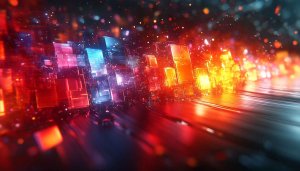 Abstract Glowing Blocks 4K Desktop Background Free Mobile Wallpaper