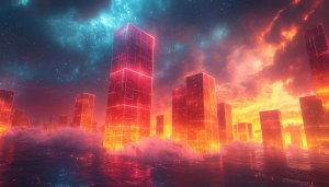 Cyberpunk Cityscape Glowing 4K Desktop Background Mobile Wallpaper