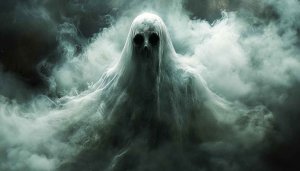 Eerie Ghostly Figure Halloween Wallpaper 4K Desktop Background Free