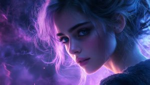 Mystical Girl Aesthetic Wallpaper For Desktop | Purple Haze Fantasy Art