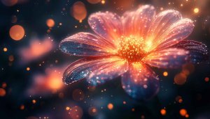 Glowing Flower Mobile Wallpaper, Sparkly Floral Desktop Background 4K