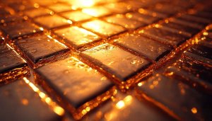 Golden mosaic tiles texture 4K desktop background free wallpaper