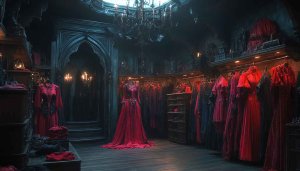 Gothic Red Dresses 4K Wallpaper for Desktop and Mobile