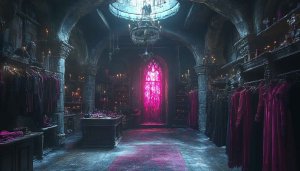 Gothic Cathedral Clothing Store Mobile Wallpaper, Dark Fantasy Background 4K