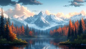 Autumn Mountain Lake Scenery 4K Desktop Background Mobile Wallpaper