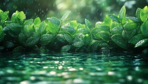 Rainy Green Leaves 4K Mobile Wallpaper for Phone Background