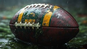 Wet Football Mobile Wallpaper, Green and Yellow American Football Background