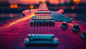 Electric Guitar Close-up at Sunset 4K Desktop Wallpaper Free