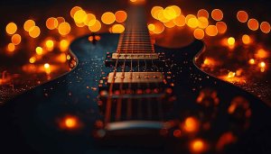 Electric Guitar Bokeh Lights 4K Wallpaper for Desktop Background