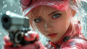 Futuristic Cyberpunk Girl with Gun 4K Desktop Mobile Wallpaper