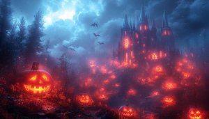 Spooky Halloween Castle Wallpaper, Jack O'Lantern Mobile Background, Gothic Theme