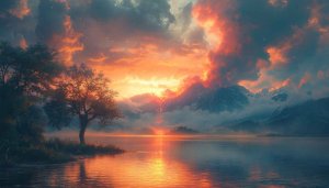 Lake Mountain Sunset 4K Desktop Background - Free Mobile Wallpaper
