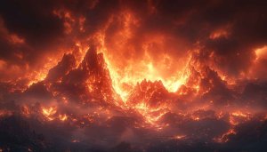 Fiery Hellscape Mobile Background - Red Lava Mountain Wallpaper 4K