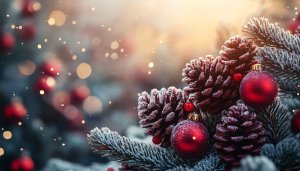 Free Christmas Theme 4K Desktop Wallpaper with Pine Cones