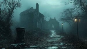 Free Spooky Foggy Haunted House Mobile and Desktop Wallpaper
