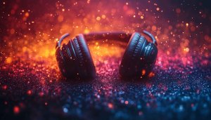 Aesthetic Headphones with Glitter 4K Desktop Background Mobile Wallpaper