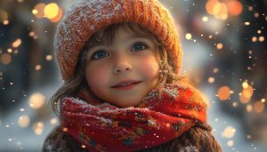 Cute Girl in Winter Hat 4K Wallpaper Desktop Background