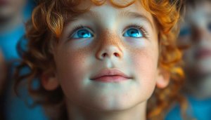 Boy With Blue Eyes and Freckles Portrait Mobile Wallpaper
