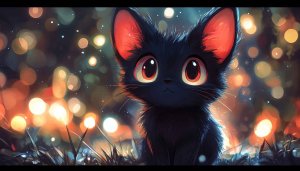 Cute Kitten Anime Style Art 4K Desktop Mobile Wallpaper