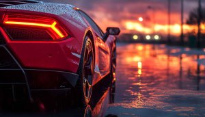 Red Lamborghini Mobile Wallpaper: Sunset Car Background, 4K Desktop Wallpaper