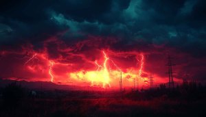 Epic Red Sky Lightning Storm Free 4K Desktop Background Wallpaper