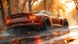 Autumn Drive Orange Car Wallpaper for Desktop and Mobile Background