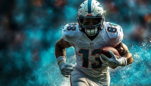 Miami Dolphins Football Player Running 4K Desktop Wallpaper for Free