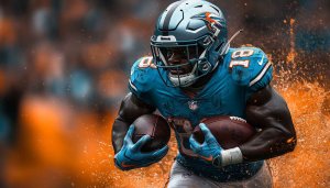 American Football Player in Action Wallpaper Free 4K Desktop Background