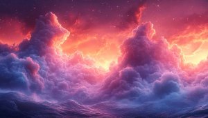 Pink Clouds Ocean Waves Wallpaper, 4K Desktop Background Aesthetic Sunset