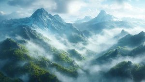 Serene Mountain Landscape Mobile Wallpaper Foggy Green Peak Scene