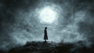 Mystic Woman Silhouette Full Moon Aesthetic Mobile Wallpaper HD