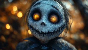 Jack Skellington Glowing Eyes Wallpaper 4K Desktop Background Halloween Theme