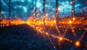 Abstract Forest Connection Mobile Wallpaper, Glowing Networks Desktop Background