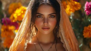 Beautiful Woman Portrait Wallpaper - Floral Background - Mobile Background