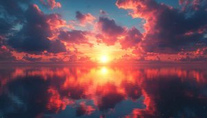 Vivid Sunrise Seascape Reflection 4K Desktop Background Mobile Wallpaper