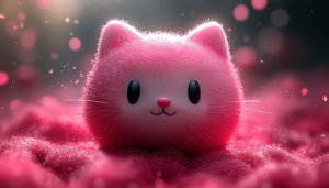 Cute Pink Fluffy Cat Wallpaper for Desktop Backgrounds and Mobile