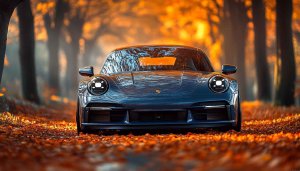 Porsche 911 Autumn Forest 4K Wallpaper for Desktop Mobile Background