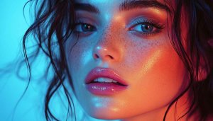 Glowing Skin Freckles Aesthetic Mobile Wallpaper, Colorful Portrait Background